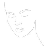 Abstract female face in one line. vector