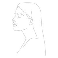 Abstract female face in one line. vector