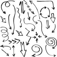 Set of hand drawn different style of arrow doodle vector