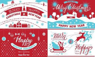 Happy Christmas banner set, simple style