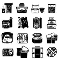 Lunchbox icon set, simple style vector