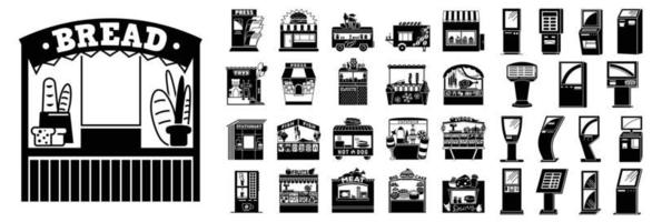 Kiosk icon set, simple style vector