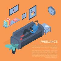 Home freelance concept background, isometric style vector