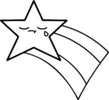 line drawing cartoon shooting rainbow star vector