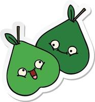 sticker of a cute cartoon pears vector