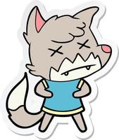 sticker of a cartoon dead fox vector