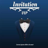 Vip invitation bowtie smoking concept background, realistic style vector