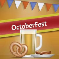 German oktoberfest concept banner, realistic style vector