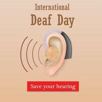 Deaf day save your hearing concept background, realistic style vector