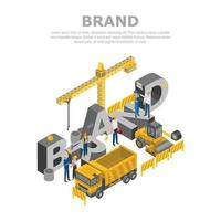 Construction brand concept background, isometric style vector