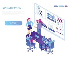 Visualization concept background, isometric style vector