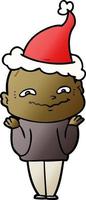 gradient cartoon of a creepy guy wearing santa hat vector