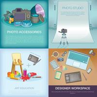 Photo and art banner set, cartoon style vector