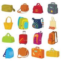 Bag types icons set, flat style vector