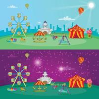 Circus banner set horizontal, cartoon style vector