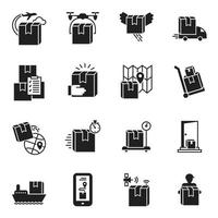 conjunto de iconos de entrega de paquetes, estilo simple vector