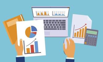 Accounting work graph concept background, flat style vector