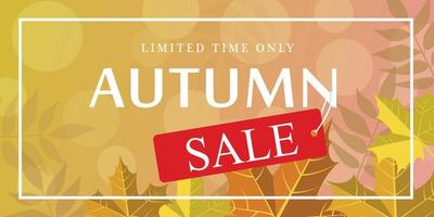 banner de venta de otoño por tiempo limitado horizontal, estilo plano vector