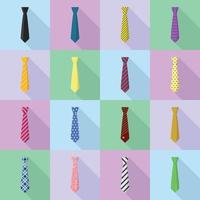 conjunto de iconos de corbata, estilo plano