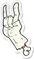 sticker of a cartoon zombie hand making rock symbol vector