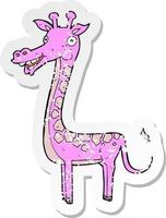 retro distressed sticker of a cartoon giraffe vector