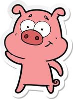 pegatina de un cerdo de dibujos animados feliz vector