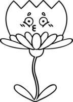 flor de dibujos animados de dibujo lineal vector