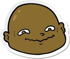 sticker of a cartoon bald man vector