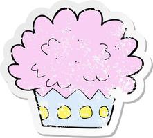 retro distressed sticker of a cartoon cup cake vector