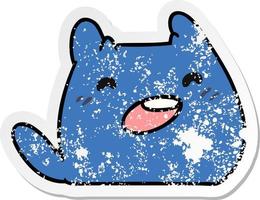 distressed sticker cartoon of kawaii alien pet vector