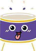 flat color retro cartoon drum vector