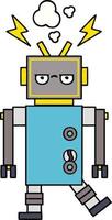 lindo robot de dibujos animados que funciona mal vector