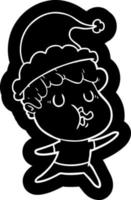 icono de dibujos animados de un hombre cantando con sombrero de santa vector