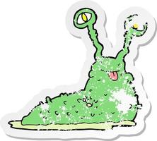 retro distressed sticker of a cartoon gross slug vector