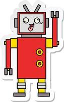 pegatina de un lindo robot loco de dibujos animados vector