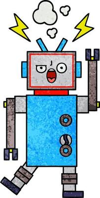 retro grunge texture cartoon broken robot