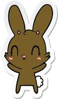 sticker of a cute cartoon rabbit vector