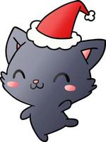 dibujos animados de gradiente de navidad de gato kawaii vector