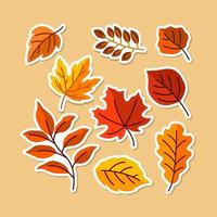 Fall Autumn Season Floral Leaves Sticker Collection vector