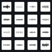 Sound wave icons set squares vector