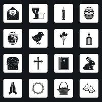 Easter items icons set squares vector