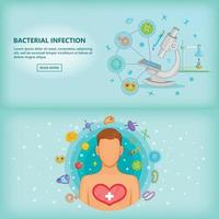 Virus banner set horizontal, cartoon style vector