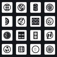 Japan food icons set squares vector