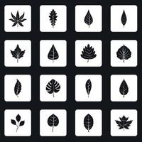 conjunto de iconos de hojas de planta vector cuadrados