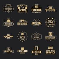 Future computer logo icons set, simple style vector
