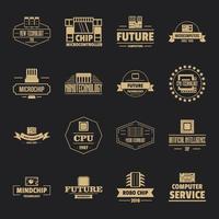 Future computer logo icons set, simple style vector