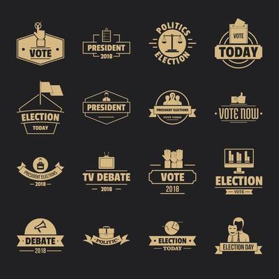 Election voting logo icons set, simple style