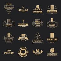 Office furniture logo icons set, simple style vector