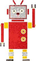 retro illustration style cartoon angry robot vector