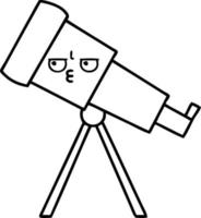 telescopio de dibujos animados de dibujo lineal vector